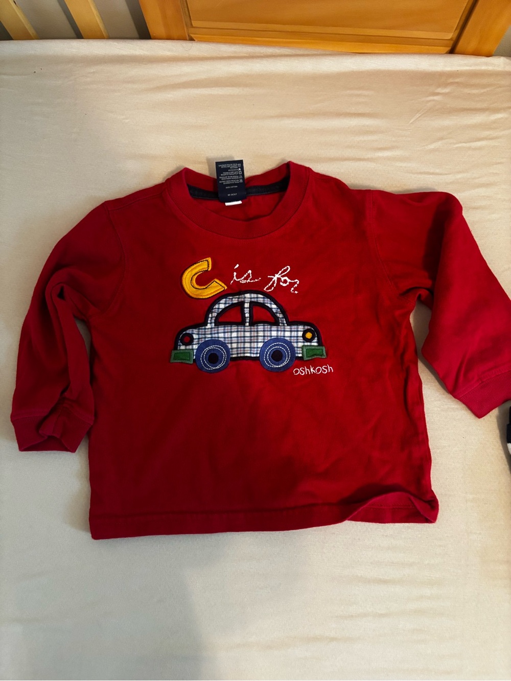 OshKosh B'gosh Red Long-Sleeve Car Applique Shirt